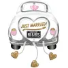 Anagram Ballon Aluminium Voiture 58x79 cm : Just Married - Blanc, Rose, Argent