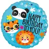 RueDeLaFete Ballon aluminium rond 43 cm : Happy birthday - Animaux