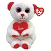 Peluche TY Beanie Bellies Small Desi L'ours Blanc et Rouge