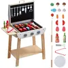 VEVOR Ensemble de jouet BBQ pour enfant en bois aliment outil de grill...
