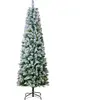 VEVOR Sapin de Noël Artificiel, 1,98 m, Arbre de Noël Pre-eclaire Flocage avec 250 Lumieres LED Blanc Chaud, 814 Pointes de Branches, Base Metal pour