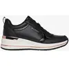 Skechers Femme Billion Million 2 À Lacets Mid, Garniture Vernie Duraleather Noir, 39 EU