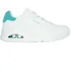 Skechers Femme Uno Pop Back Basket, Bordure en Daim Durabuck Blanc Menthe, 43 EU