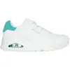 Skechers Femme Uno Pop Back Basket, Bordure en Daim Durabuck Blanc Menthe, 36 EU