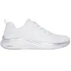 Skechers Femme Mousse Vapeur, Maille Blanche avec Bordure argentée, 41 EU