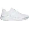 Skechers Femme Mousse Vapeur, Maille Blanche avec Bordure argentée, 36 EU