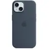 Apple - Coque pour iPhone 15 - silicone - bleu orage - avec MagSafe