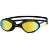 Lunettes de natation Zoggs Tiger Titanium Couleur noir jaune avec verres miroir jaune - S