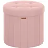 SONGMICS Tabouret de rangement rond pliable avec couvercle, Rose Bonbo...