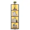 VASAGLE Étagère d'angle à 5 niveaux, bibliothèque avec éclairage led réglable, meuble de rangement avec cadre en acier, 24,8 x 48 x 146,6 cm, pour salon, chambre, bureau, marron rustique