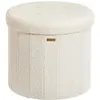 SONGMICS Tabouret de rangement rond pliable avec couvercle, Blanc Crèm...