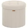 SONGMICS Tabouret de rangement rond pliable avec couvercle, Beige Capu...