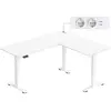 VASAGLE Bureau d'angle électrique réglable avec multiprise, Blanc Nuag...