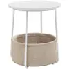 VASAGLE Petite table basse ronde avec panier tissu effet bois bleu poudré