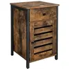 VASAGLE Table d'appoint avec tiroir, Marron Rustique + Noir