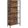 VASAGLE Étagère à 4 niveaux style industriel effet bois marron rustique