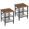VASAGLE 2 Petites tables style industriel, Marron Noisette + Noir