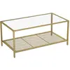 VASAGLE Table basse avec dessus en verre, Doré + Transparent