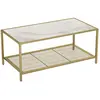 VASAGLE Table basse avec dessus en verre, Doré + Effet Marbre