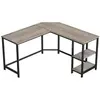 Calicosy - Bureau d'angle droit avec étagère 2 niveaux style industriel