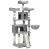 FEANDREA Arbre à Chat XXL, Tour de Jeux 168 cm, Gris Clair PCT019W01