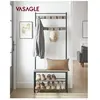 VASAGLE Porte-manteau avec banc et étagère, Grège + Noir