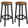 VASAGLE Tabouret haut industriel, Marron Rustique + Noir / Lot de 2