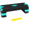 SONGMICS Step de fitnesse avec bande élastique, Noir et Bleu