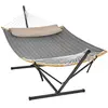 SONGMICS Hamac avec support structure noire et hamac gris, Noire + Hamac Gris