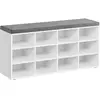 VASAGLE Banc à chaussures 12 compartiments, Blanc Classique