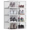 SONGMICS Boîtes à chaussures pliables, Transparent / 35,0 x 25,0 x 18,5 cm / Lot de 8
