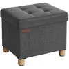 SONGMICS Pouf repose-pieds pliable, Gris Foncé / 32P x 40L x 33,5H cm