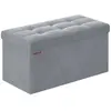 SONGMICS Banc de rangement en velours avec 2 boîtes, Gris Tourterelle / 38 x 76 x 38 cm