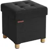 SONGMICS Pouf avec rangement pliable, NoirNoir / 38 x 38 x 40 cm