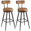 VASAGLE EKHO Collection - Tabourets de bar design en PU (Lot de 2&4), Marron Caramel / 57P x 57L x 101H cm / 2