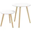 SONGMICS Table de salon rond design, Blanc+Naturel