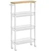 VASAGLE Desserte mobile à 4 niveaux, Couleur Chêne + Blanc / 4 Niveaux (13 x 45,4 x 77 cm)