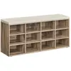 VASAGLE Banc à chaussures 9 compartiments, Marron Camel + Beige Cappuccino / 12 Compartiments(30,3P x 104L cm)