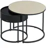 VASAGLE Tables Basses, Lot de 2, Style Moderne, Rangement Discret et Plateau, pour Salon, Chambre, Balcon, Beige Naturel et Noir d'Encre