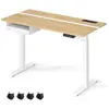 VASAGLE Bureau Électrique Réglable en Hauteur, Multiprise, Tiroir, 60 x 120 cm, Réglable en Continu, Couleur Chêne Naturel et Blanc Nuage
