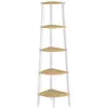 VASAGLE Étagère d'angle bibliothèque 5 niveaux couleur chêne naturel blanc mat