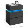 VASAGLE Table de chevet avec LED, Noir Boisé