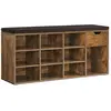 VASAGLE Banc à chaussures avec tiroir et compartiments, Marron Rustique + Marron