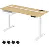 SONGMICS Bureau électrique réglable en hauteur, Couleur Chêne Naturel + Blanc Nuage / 60P x 140L cm
