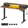 VASAGLE Bureau électrique réglable, Marron Rustique / 60 x 140 x (72-120) cm