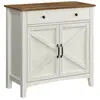VASAGLE Buffet effet bois acier blanc rustique et marron miel