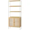 VASAGLE Bibliothèque à 6 Niveaux, avec Porte en Plastique PC, Style Comtemporain, Tablette Réglable, Salon, Beige Chêne et Blanc Perle