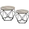 VASAGLE Table basse ronde plateau amovible, Grège + Noir