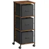 VASAGLE Caisson bureau mobile 3 tiroirs marron rustique noir, Marron rustique, noir d'encre
