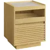 VASAGLE Table chevet avec lumière led avec tiroir chêne naturel